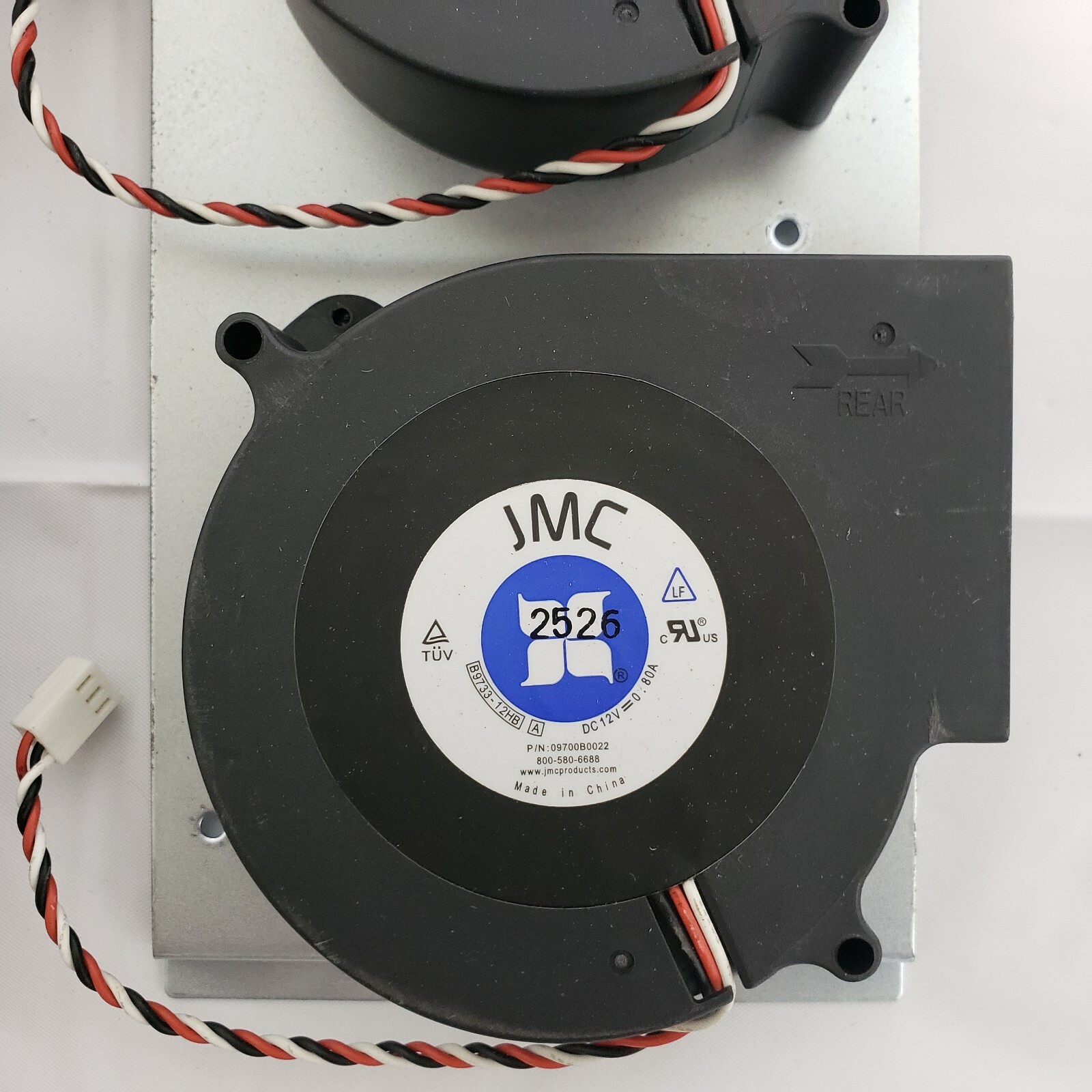 Lot of 4- JMC 09700B0022 Dual Fan Assembly 12V USED.