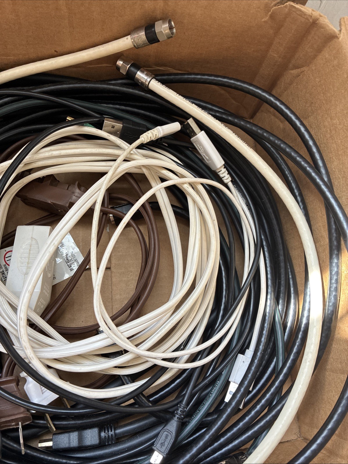 Box Of Assorted Wires And Cables