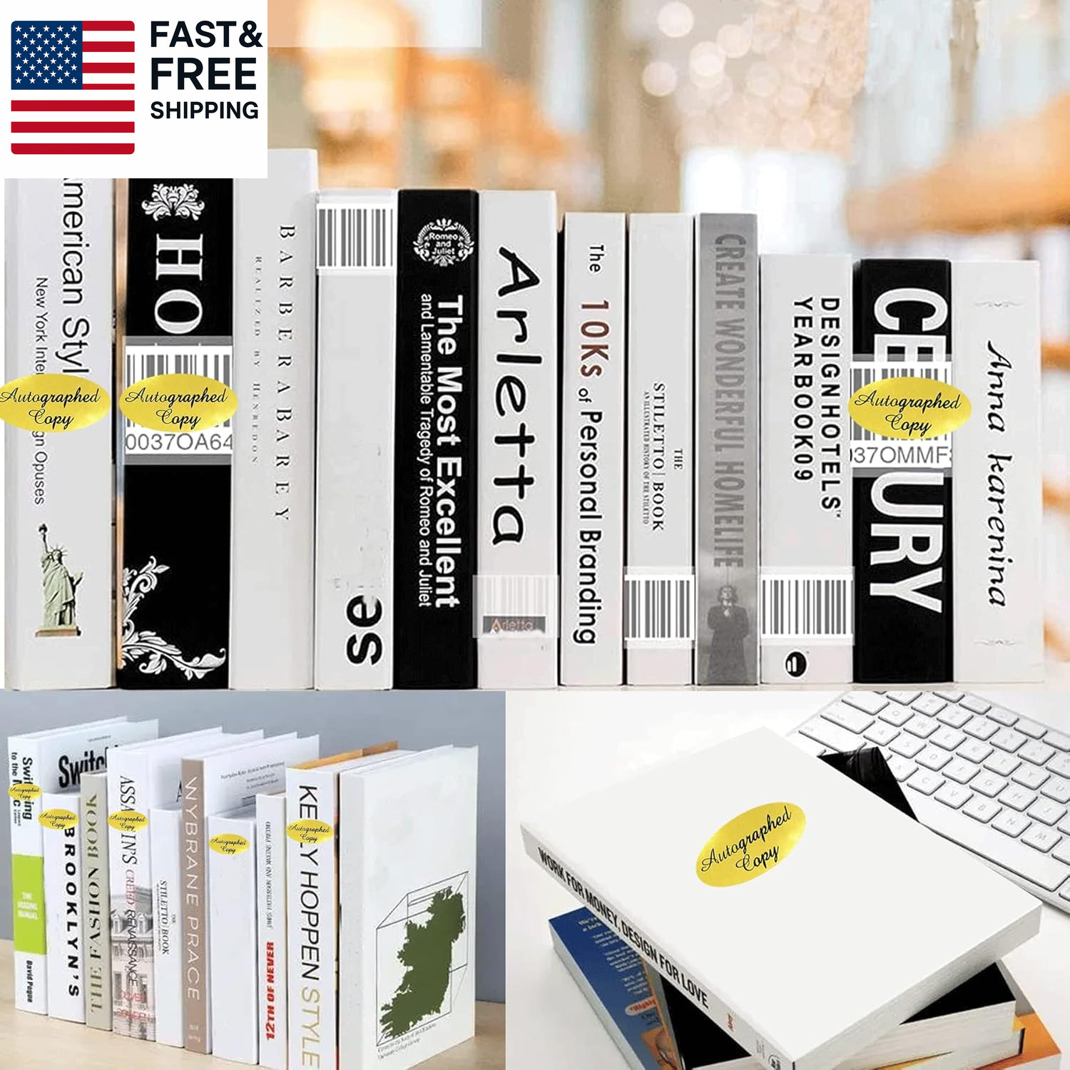 1008 PCS ‘Autographed Copy’ Stickers-1 X 2Inch Oval Gold Foil Labels Gold Foil