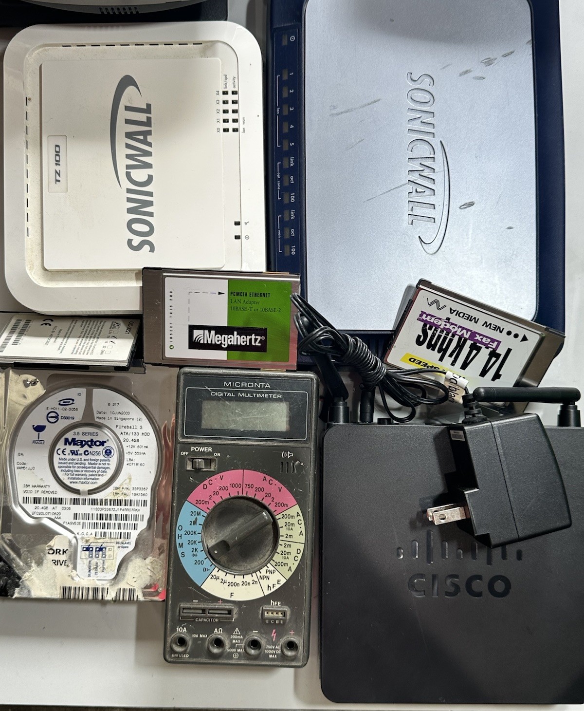 Electronics Mixed Lot Untested SonicWall Nortel Cisco Arris HDD Multimeter Etc