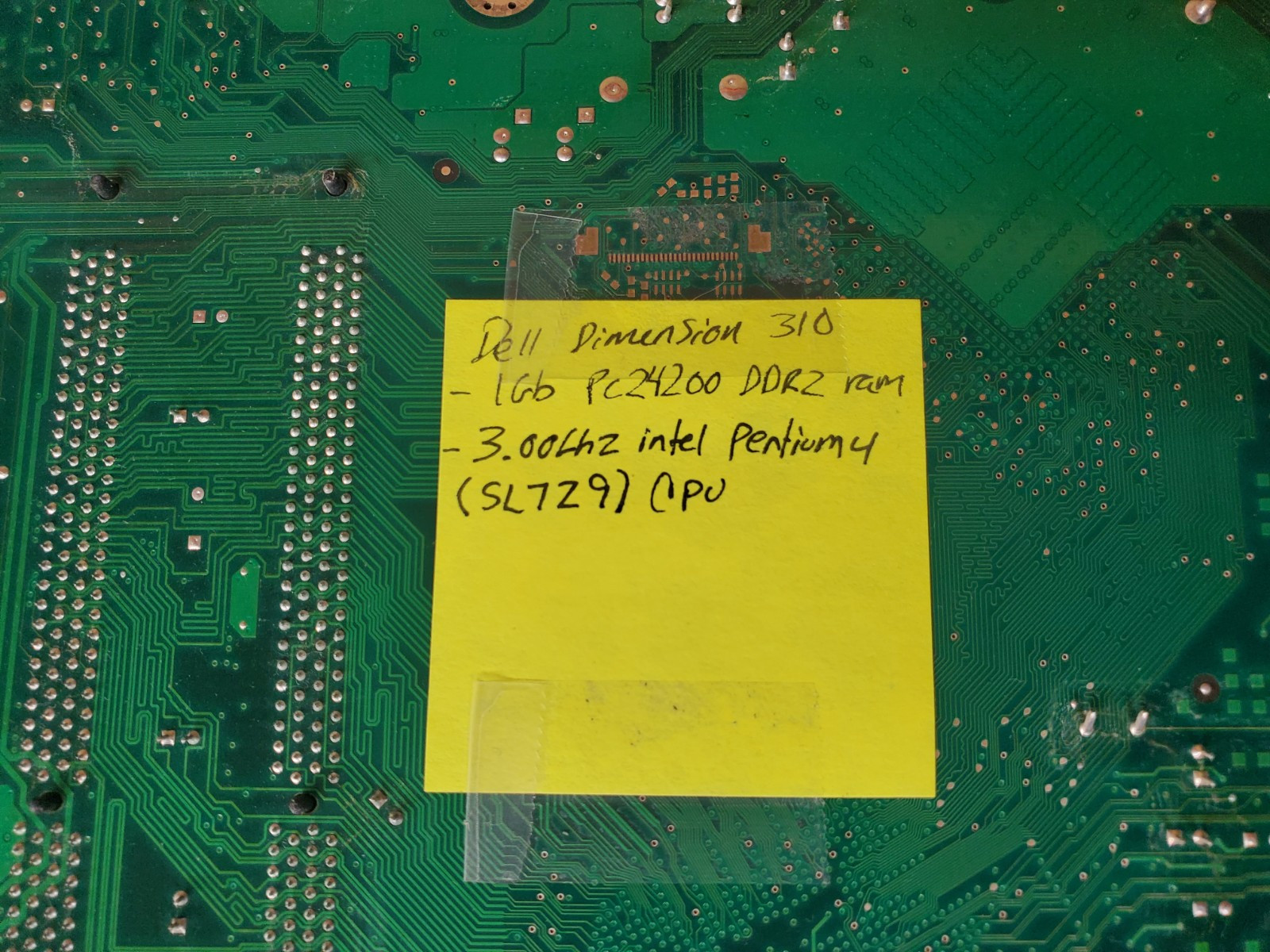 Dell Dimension E310 Motherboard (CN-0JC474) 1GB RAM, (SL729) pentium 4 Cpu.