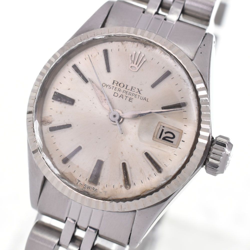 ROLEX Watch Oyster Perpetual Date 6517 Cal.1160 Automatic Silver Dial Women’s