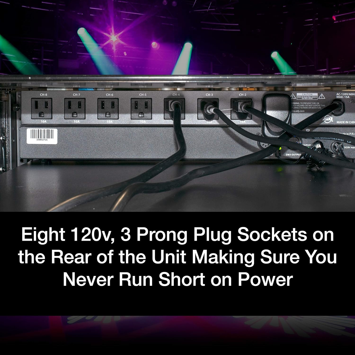 PC100A Power Strip Single Rack Space Unit with 8 on off Lighted Toggle Switches