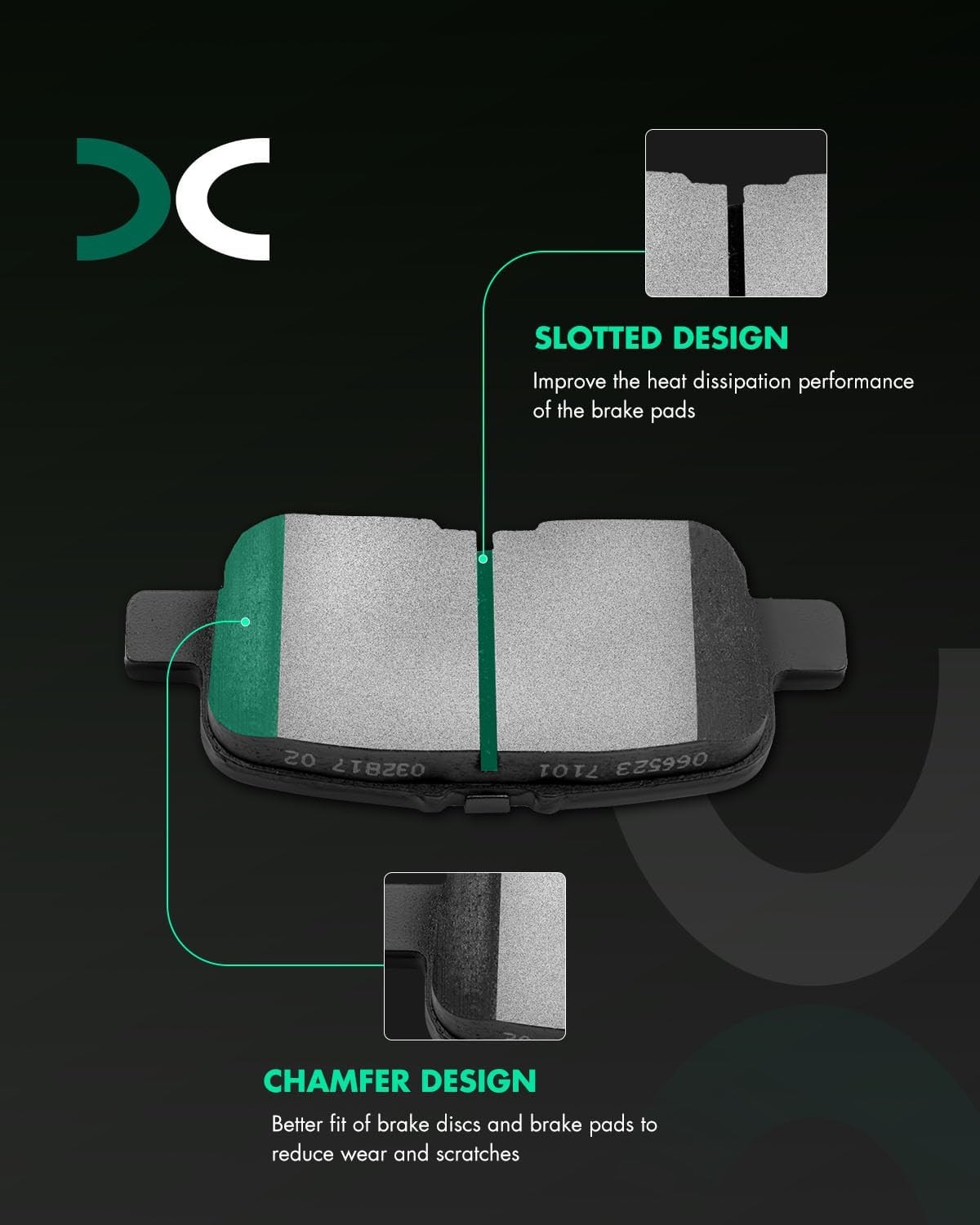 SCITOO D865 Rear Ceramic Brake Pads Sets Fit For Acura MDX 2001-2006,For Honda O