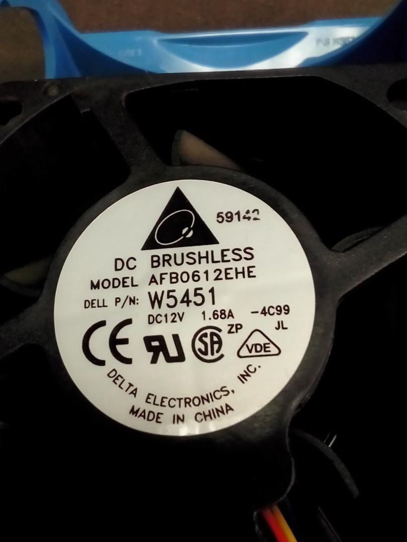 Lot of 2 Dell PowerEdge 2800 Server CPU Case Cooling Fan W5451 AFB0612EHE 12V