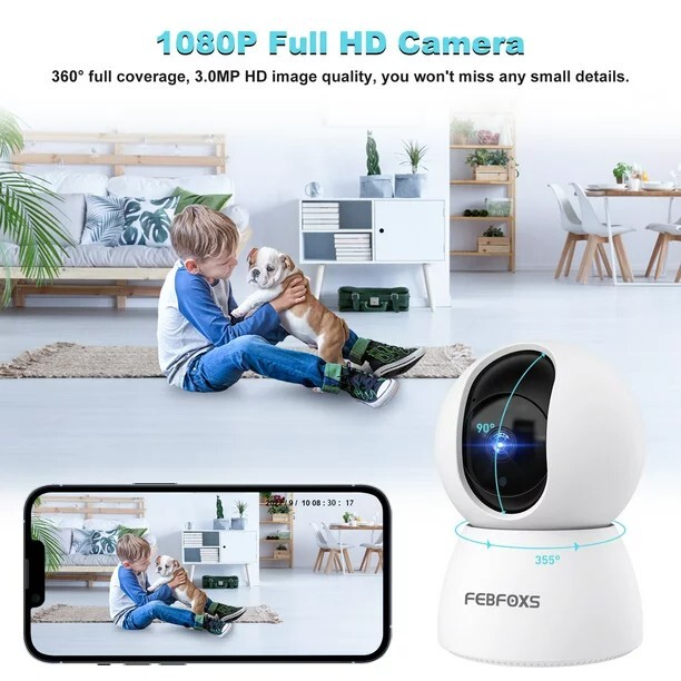 360 degrees Baby monitor security camera, Night vision, Two way audio