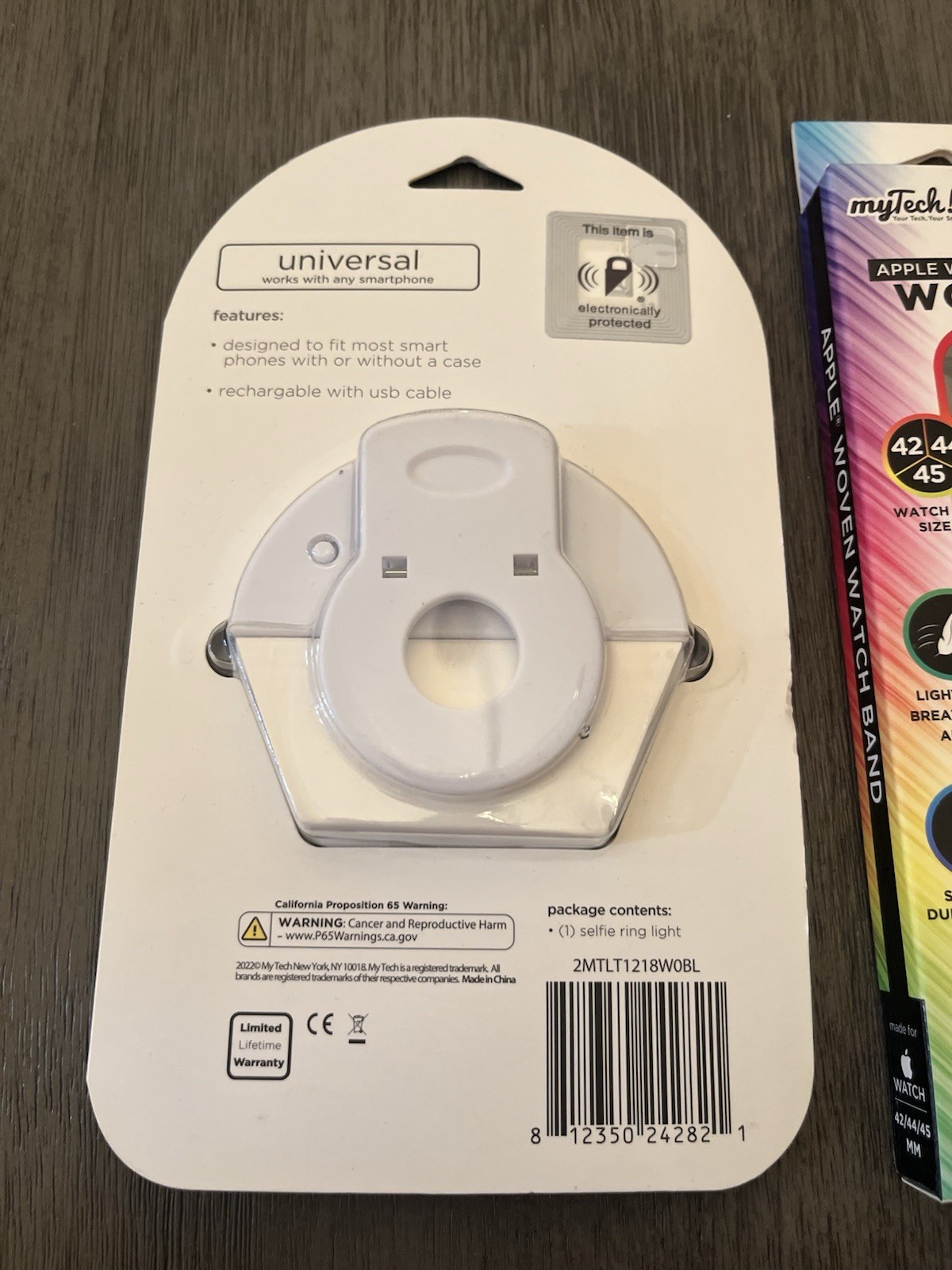 myTech! Selfie Light & Apple Watch Band, Monster TOUGH GRIP, Rayovac 9V