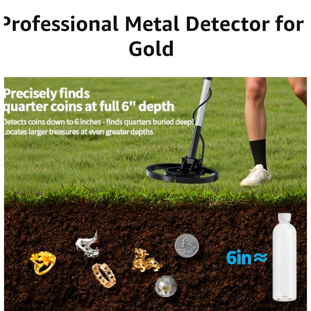 Metal Detector Lightweight 2.8lbs with 8″ Search Gold & Coins with Headphones –