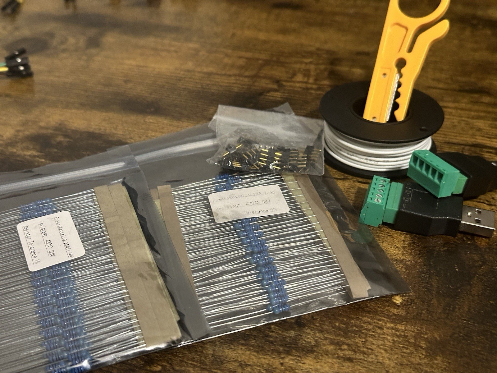 Electronics DIY Parts Lot Breadboards, LEDs, Wires, Tools