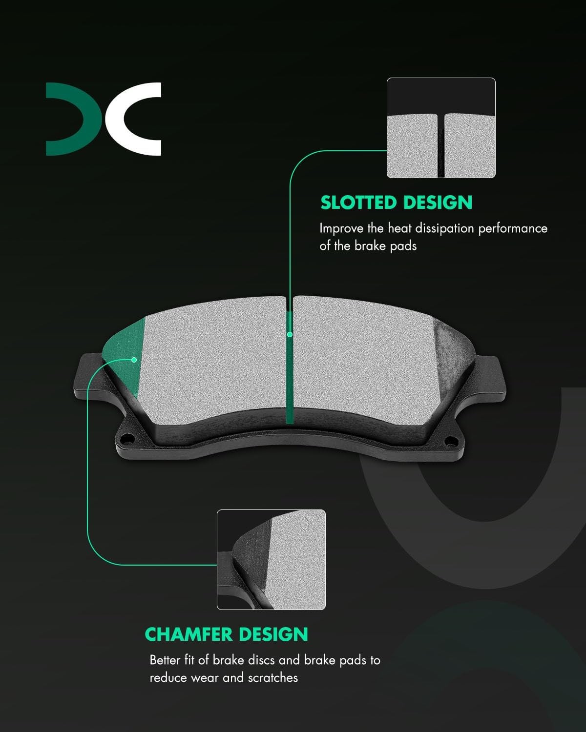 SCITOO D1522 Front Ceramic Brake Pads Sets Fit For Chevrolet Cruze 2011-2015,For