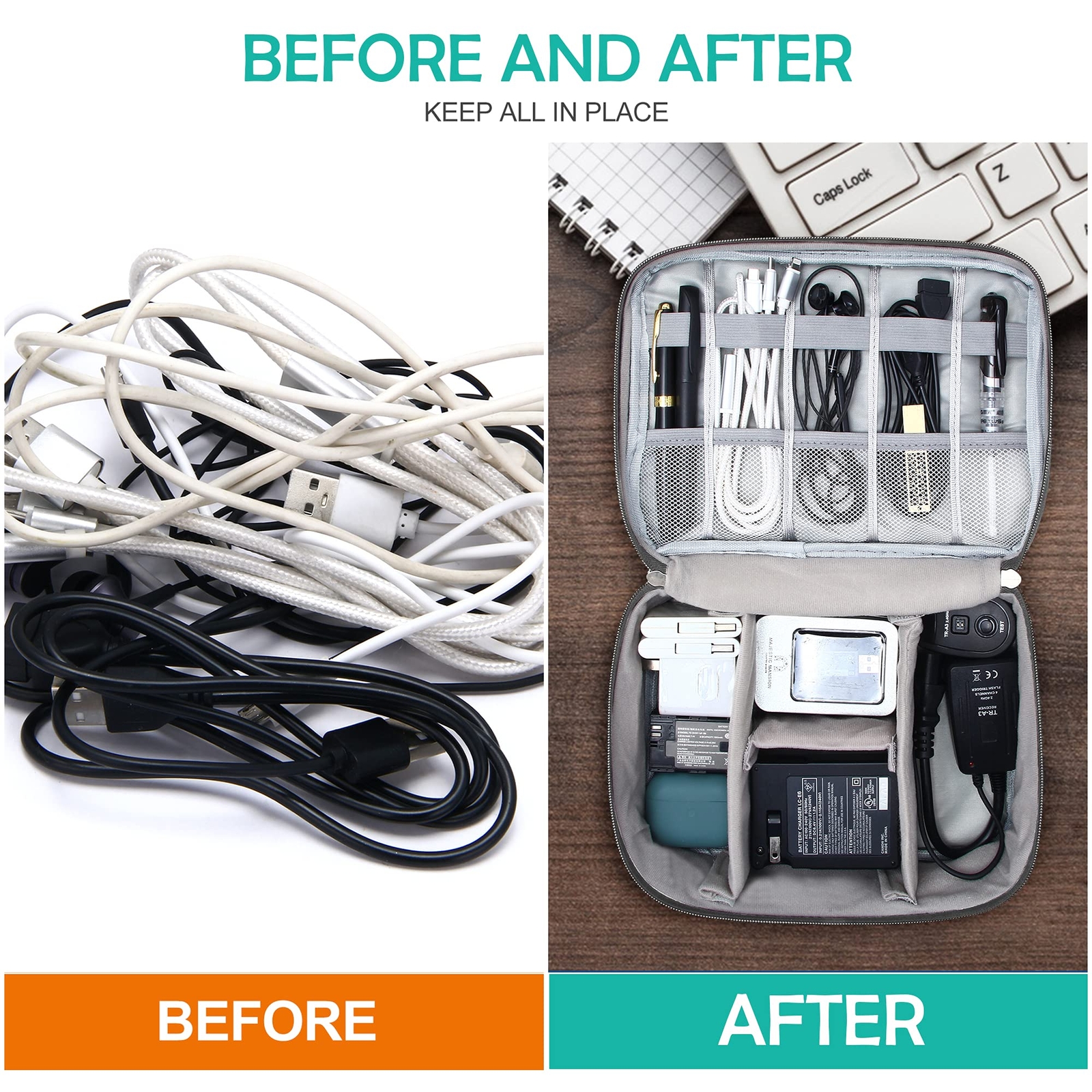 Electronics Organizer Travel Cable Organizer Bag Waterproof Portable Digital Sto