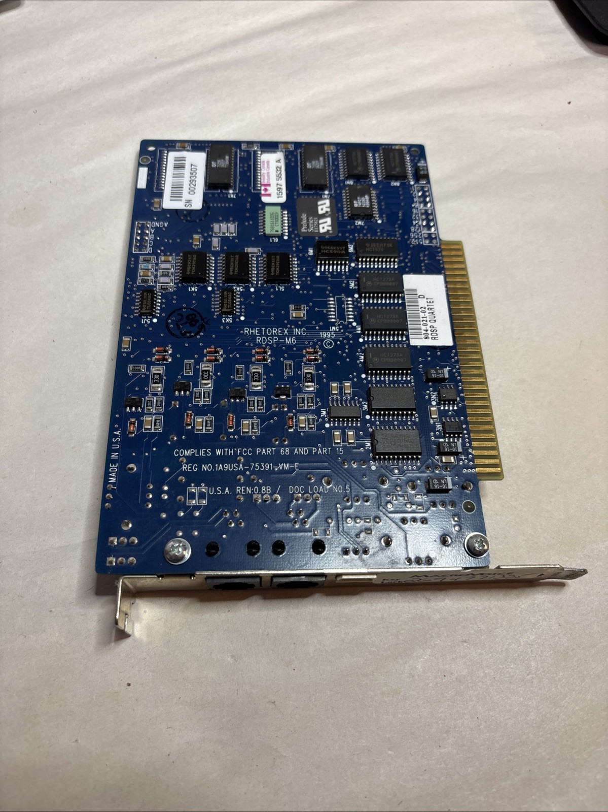 Rhetorex RDSP-M6 Voice Interface 2-Port ISA Card Telecommunications Macro MB132