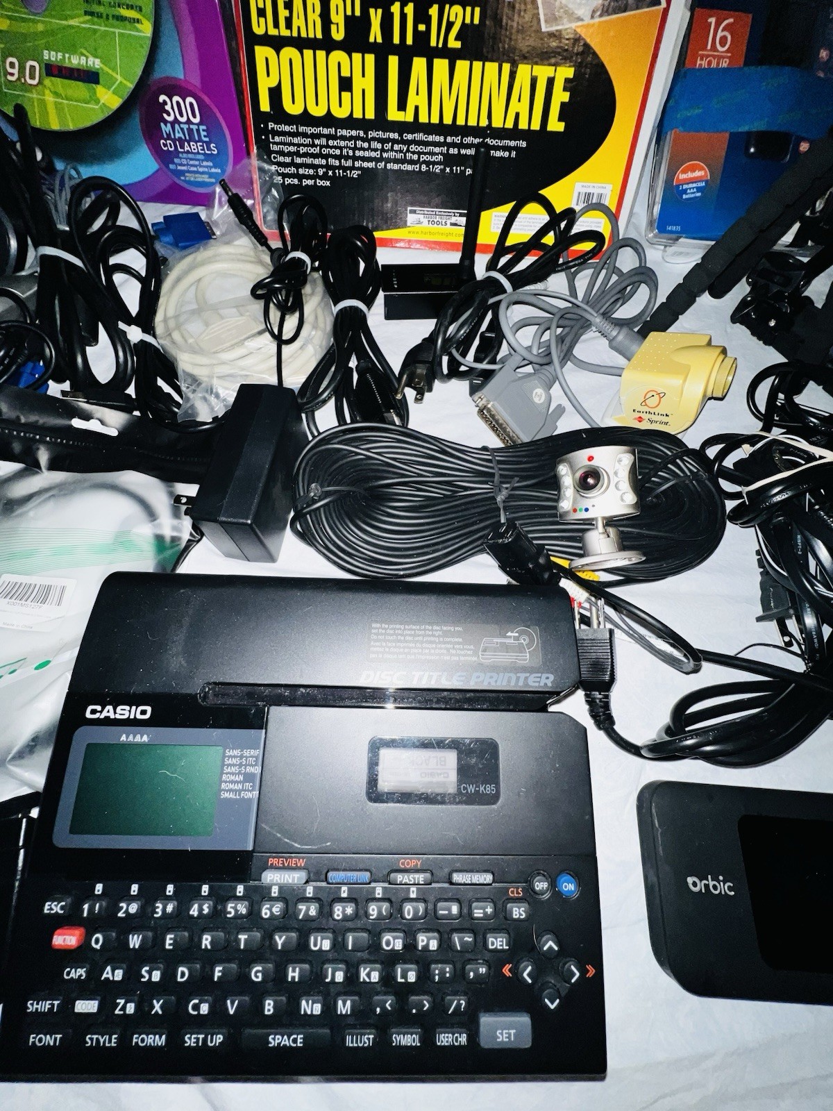 LOT OF ASSOCIATED ￼ELECTRONICS, KEYBOARDS, MOUSE, SPEAKERS, LAMINATER, CAMERAS