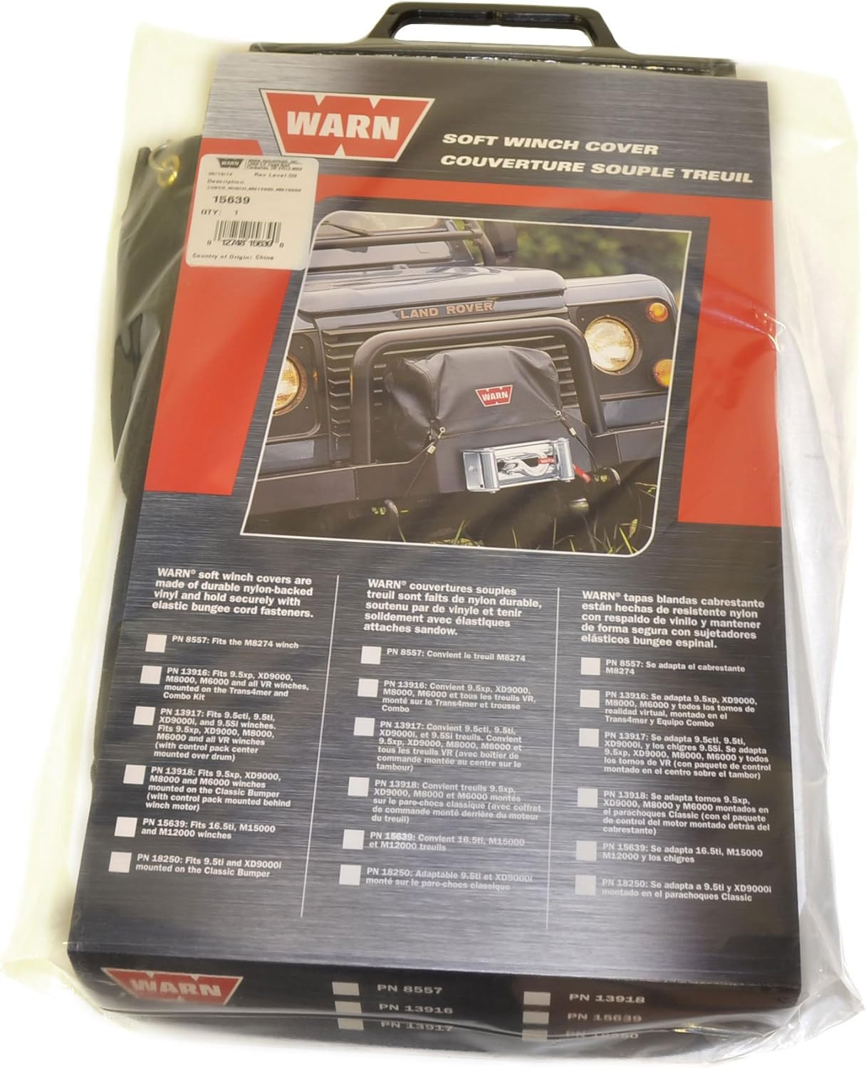 15639 Soft Winch Cover with Bungee Cord Fasteners for 16.5Ti, M15000, and M12000