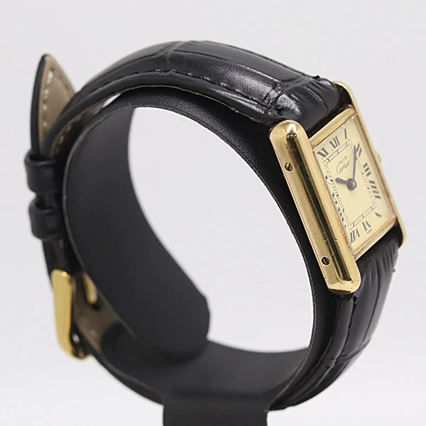 Cartier Must Tank Manual Winding SV925 Ladies Watch Square Dial Warranty Card