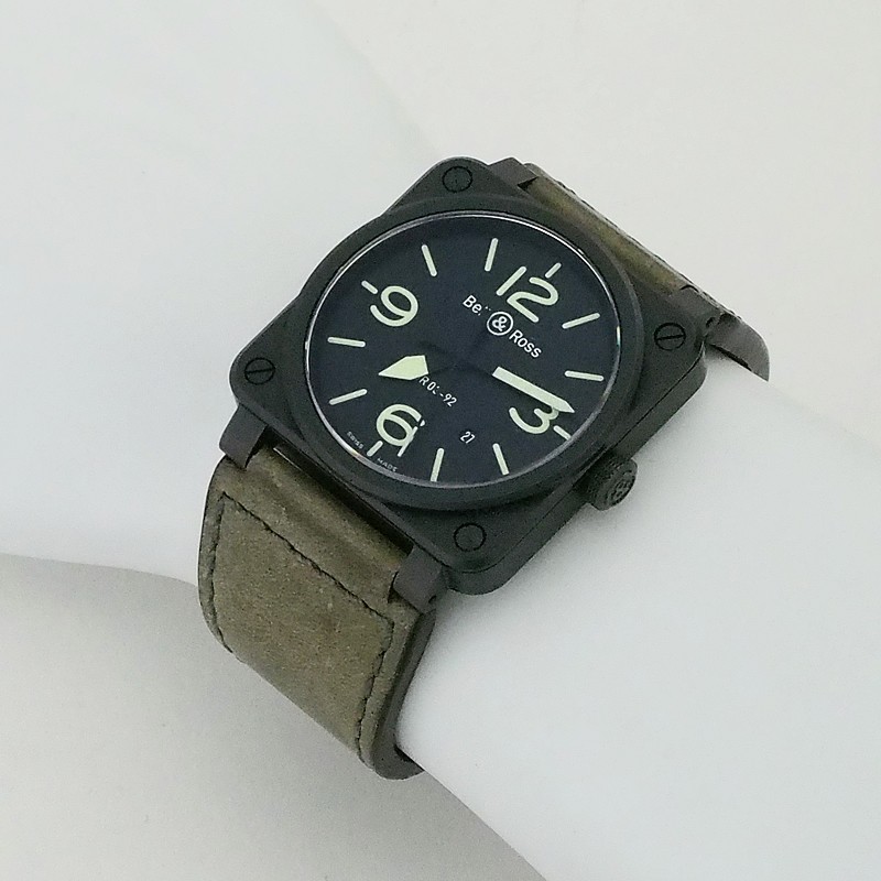 Bell & Ross BR03-92-CBL Nightlum Black Dial Green Lume Automatic Watch