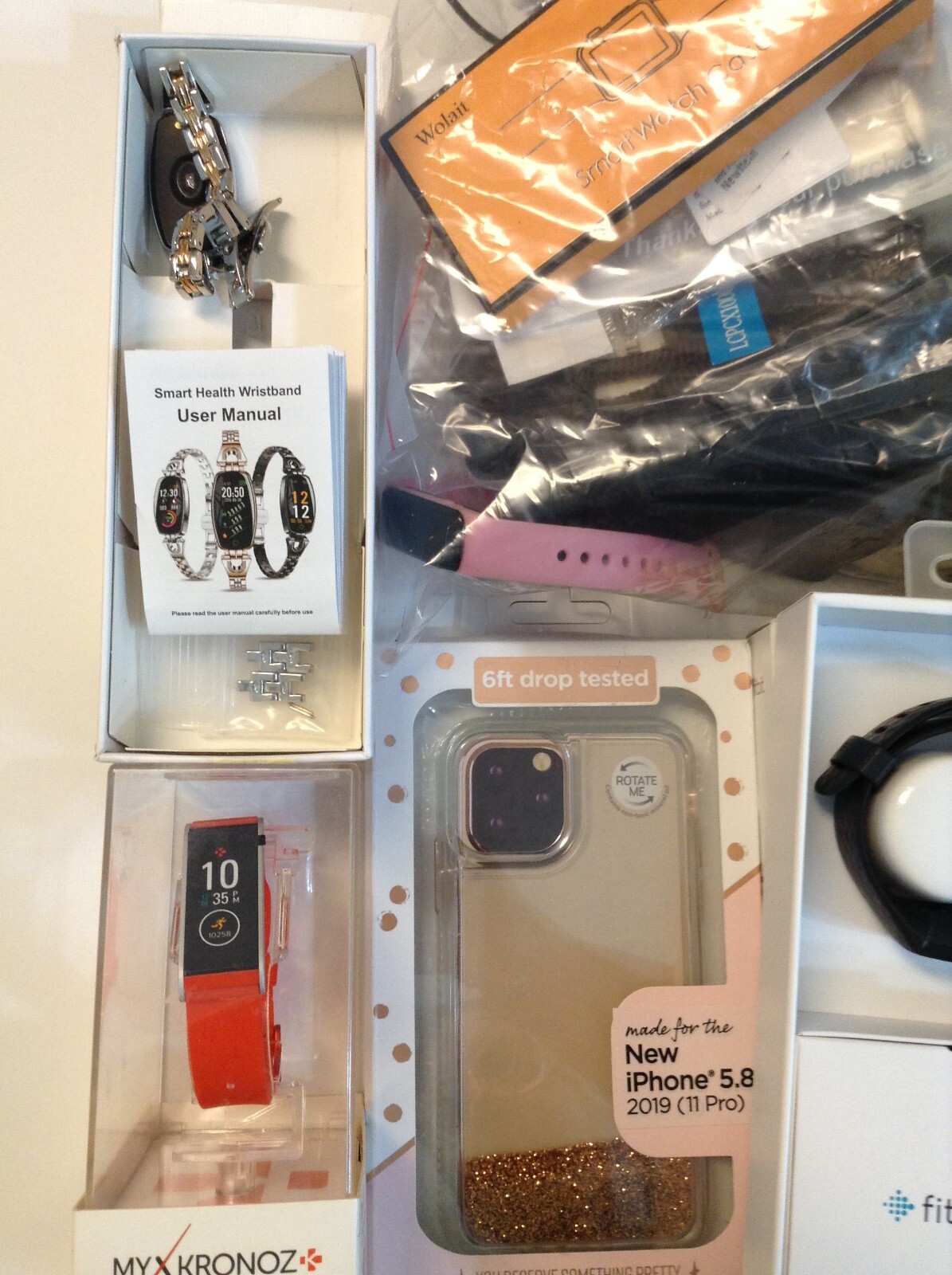 HUGE lot AS IS UNTESTED USED activity trackers bands chargers cases cords Lot-2