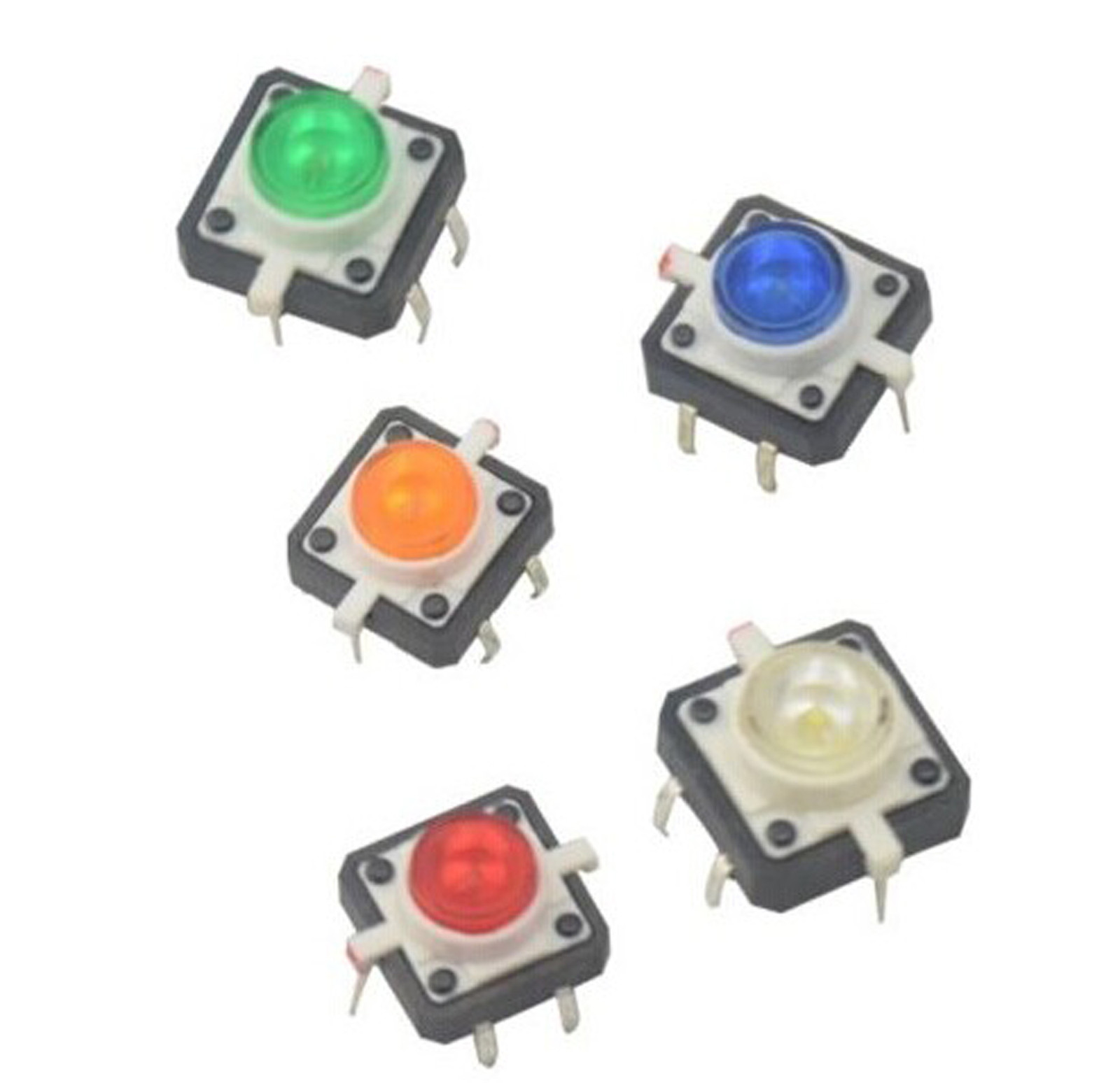 5PCS 12X12X7 Tactile Push Button Switch Momentary Tact LED 5 Color