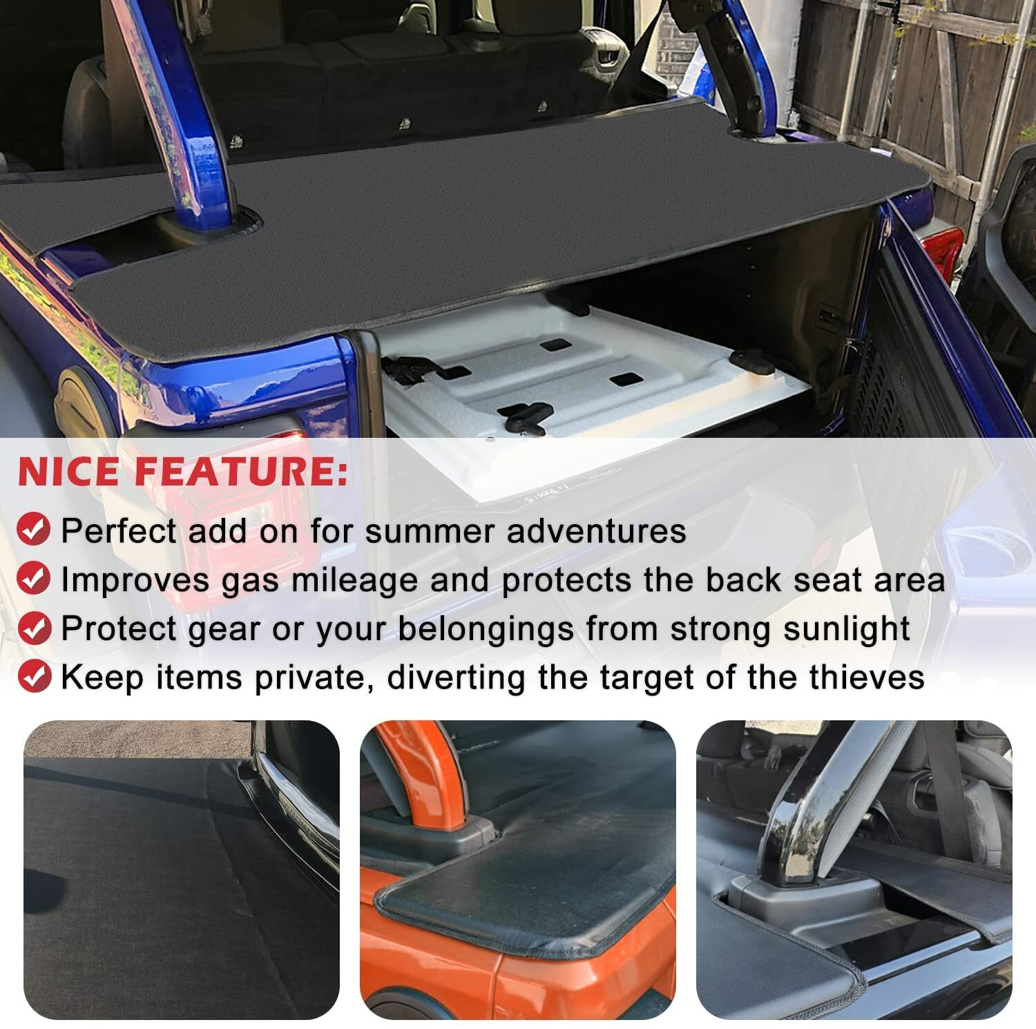 Tonneau Cover Rear Trunk Cover Cargo Soft Cover for Jeep Wrangler JLU 4Door 18+
