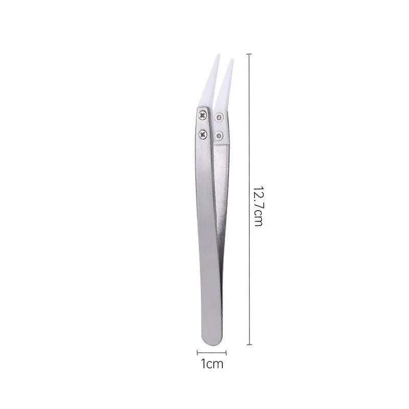Stainless Steel Ceramic Tweezers Heat Resistant Non Conductive Ceramic tip