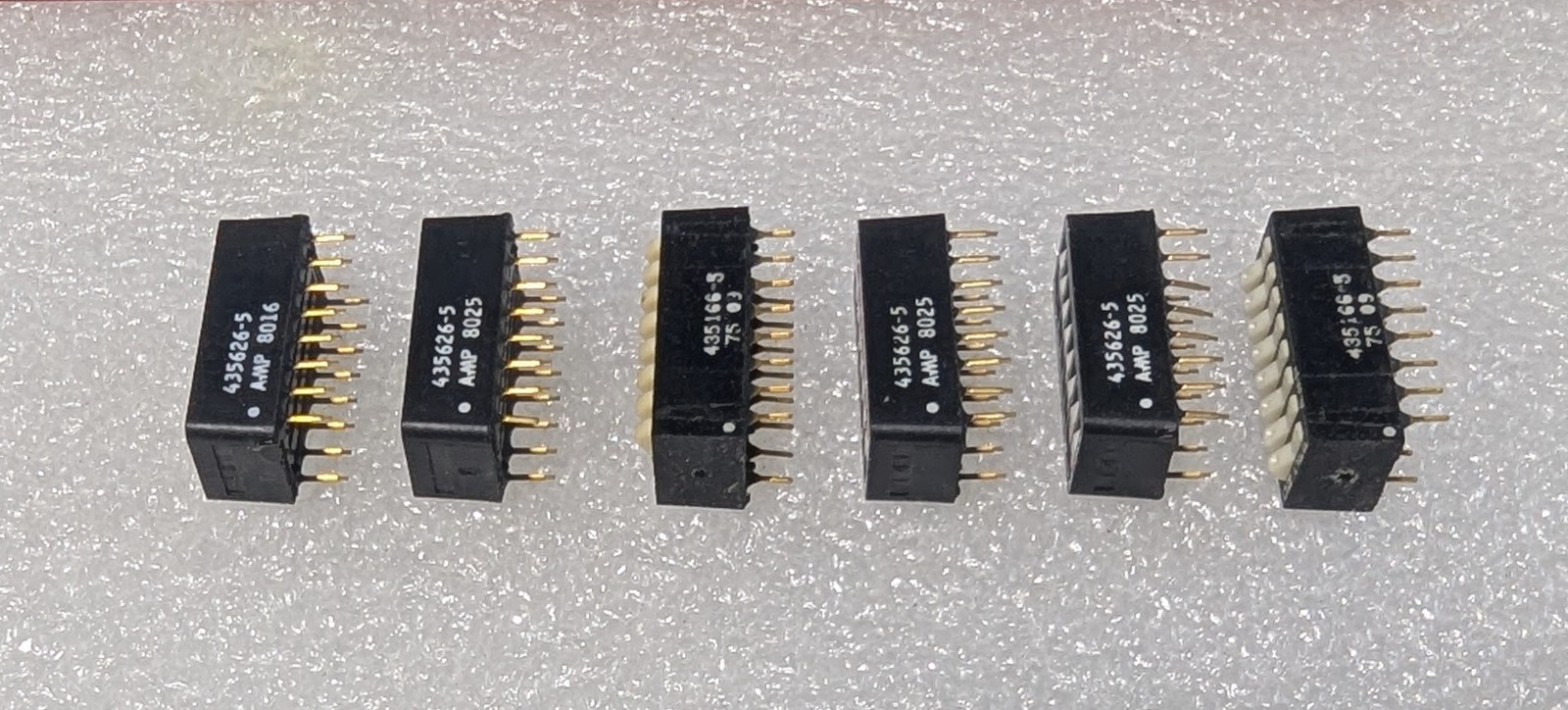 DIP Switches, Lot of 6 AMP 8-Position 435626-5 & 435616-3 Gold Pins Vintage