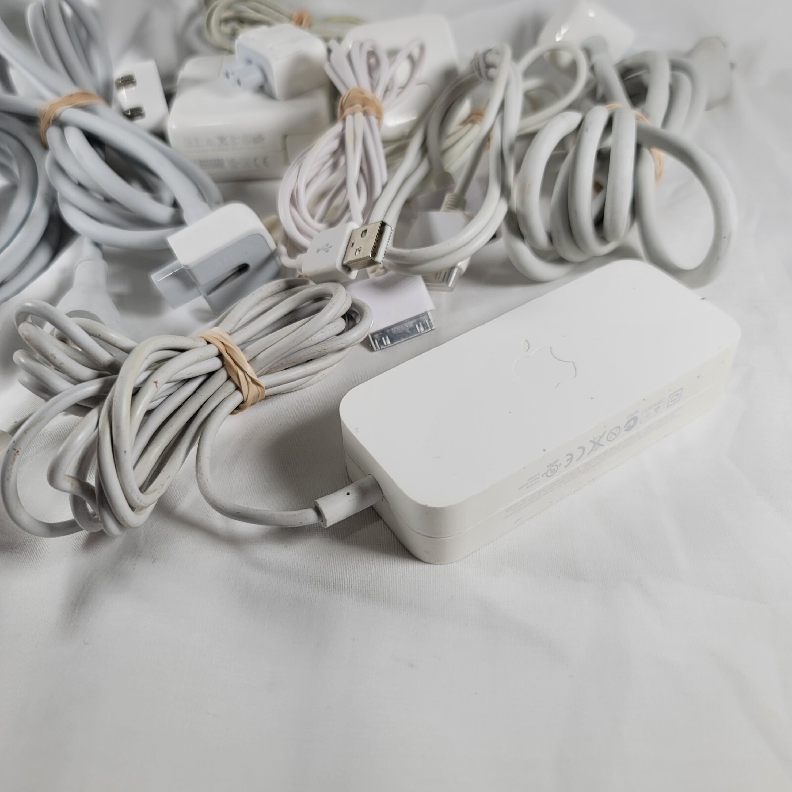 Lot Of Random Assortment Of Apple Adapers, Cords , Wall Plugs
