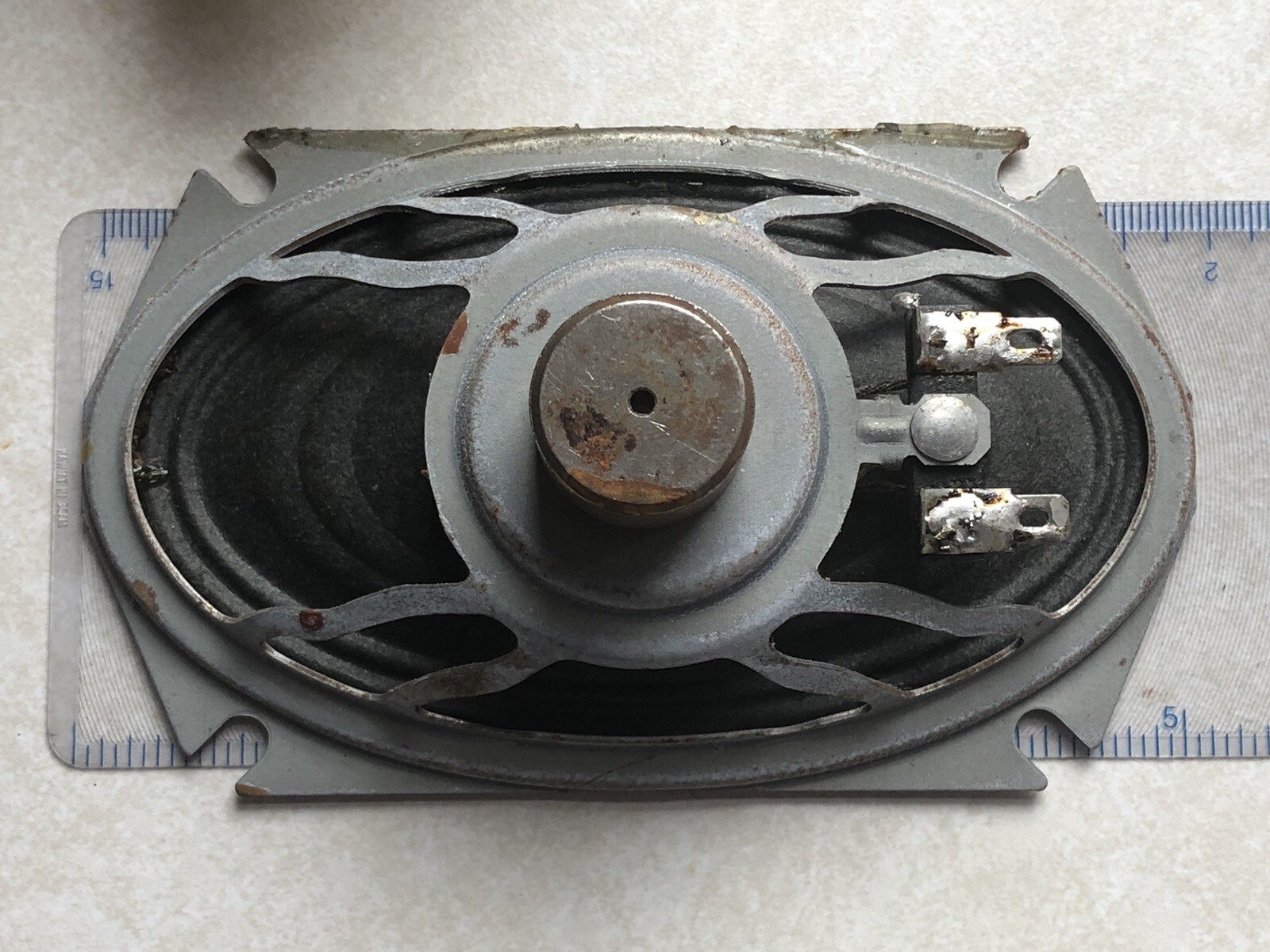 Speaker 8 ohm Approx 3-1/2 X 2-1/2 mounting hole centers. Overall About 5 X 3.