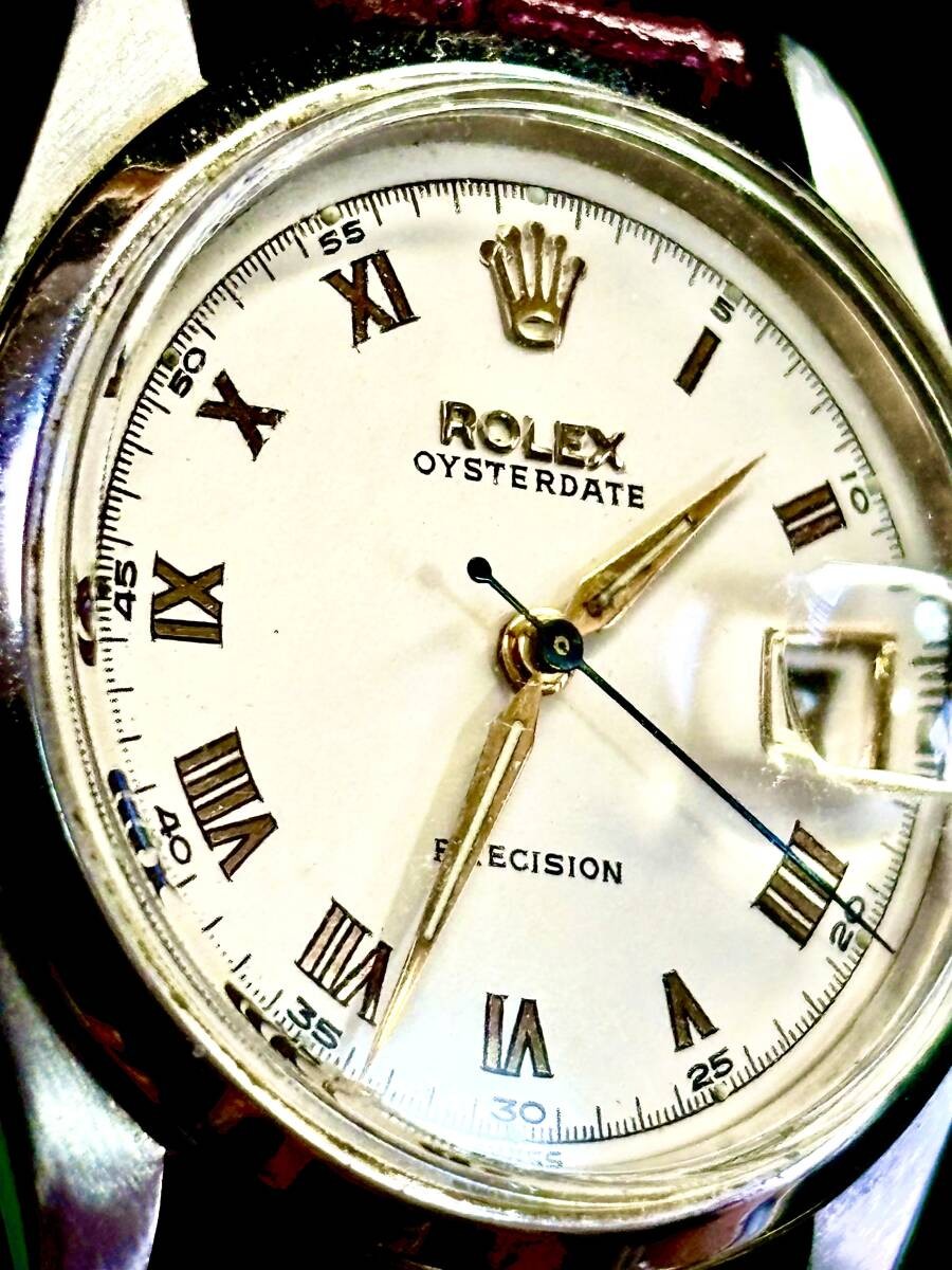 ROLEX Oysterdate Alpha Style Blued Steel Red Black Cream