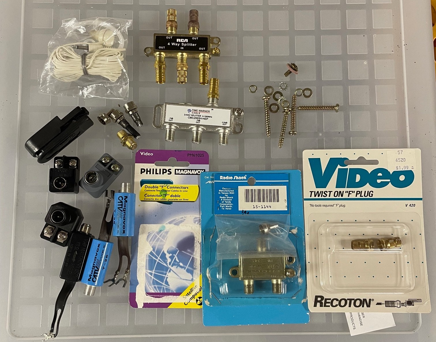 Lot of Electronics Cables, Connectors, Adaptors, Coaxial Hardware/Splitters