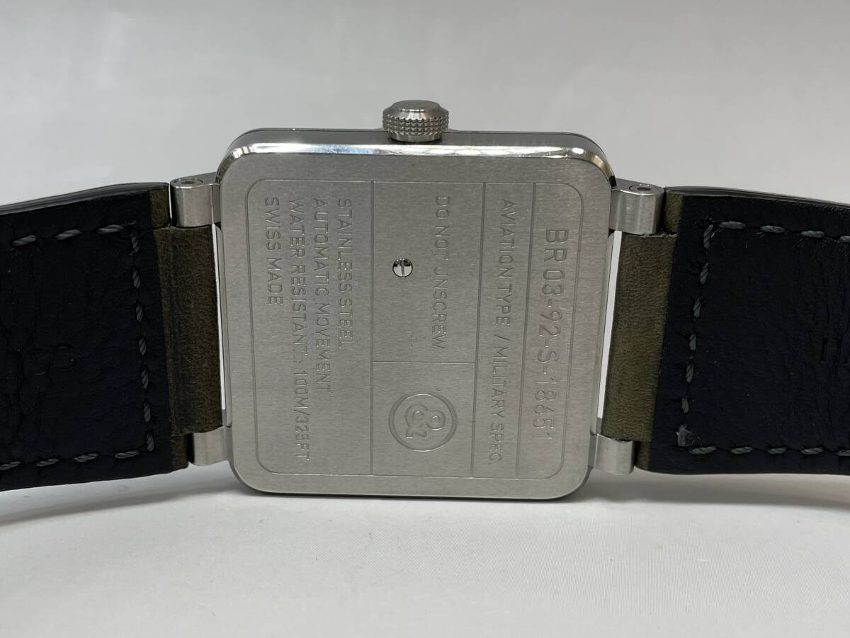 Bell & Ross BR03-92 Automatic Black Dial Date 42mm Steel Leather Strap Watch