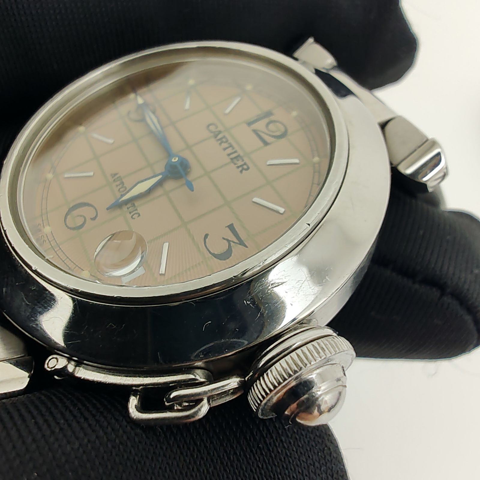 Cartier Watch Pasha C Orange Dial Mechanical Automatic AT Stainless Steel