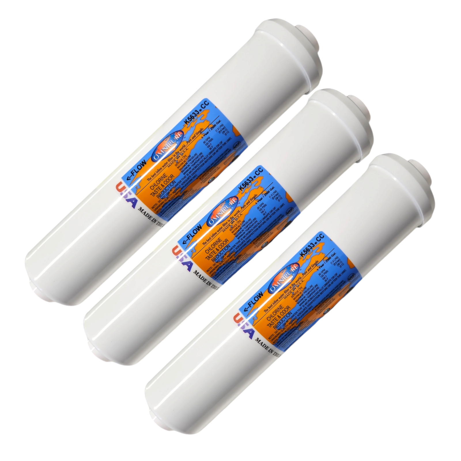 Omnipure (K5633-CC) 12″x2.5″ Inline K-Series T33 GAC Acid Wash Carbon T33 3/8″ F
