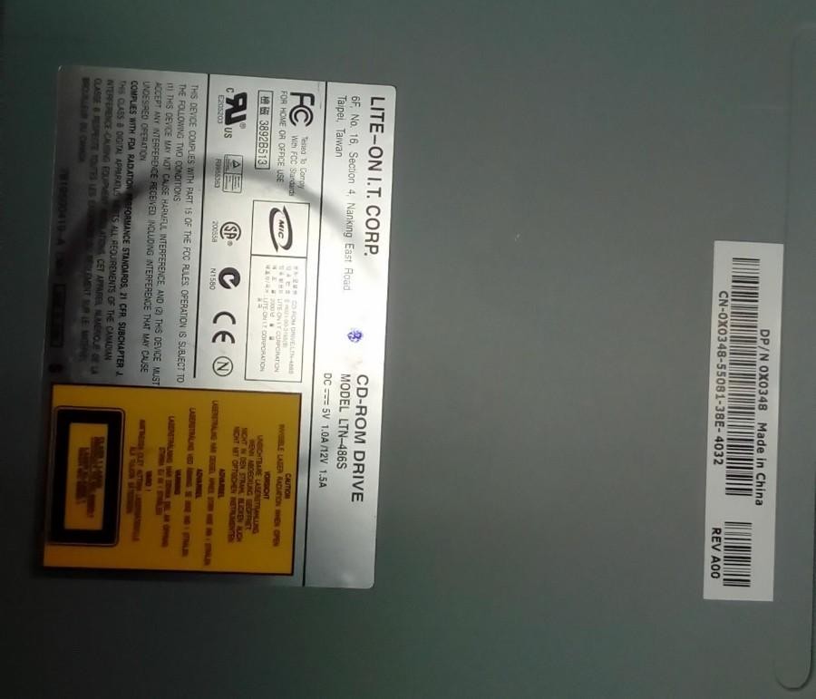 Lite-On LTN-486S Internal CD-ROM Drive PN 0X0348 REV A00