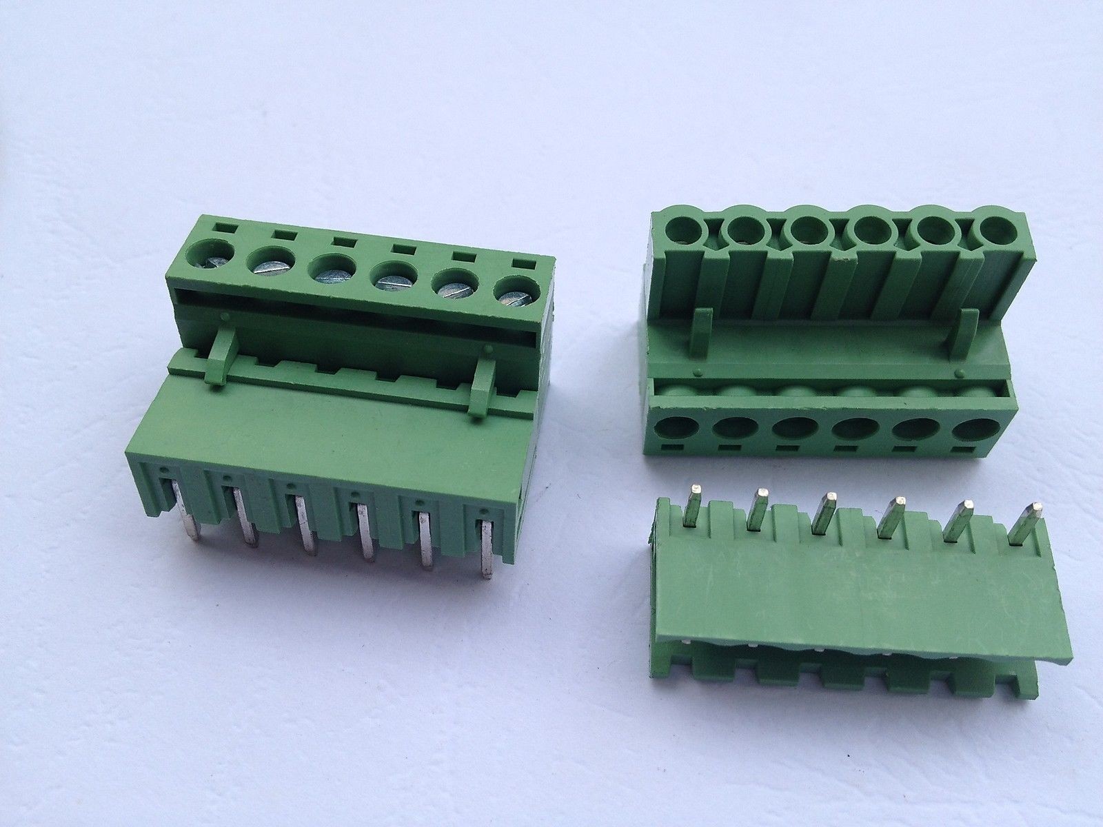 20pcs Angle 6pin/way 5.08mm Screw Terminal Block Connector Green Pluggbale Type
