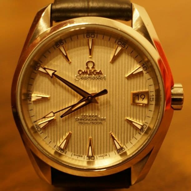 Omega Watch Seamaster/Aqua Terra/Co-Axial Chronometer Leather Auth Men’s w/Boxed