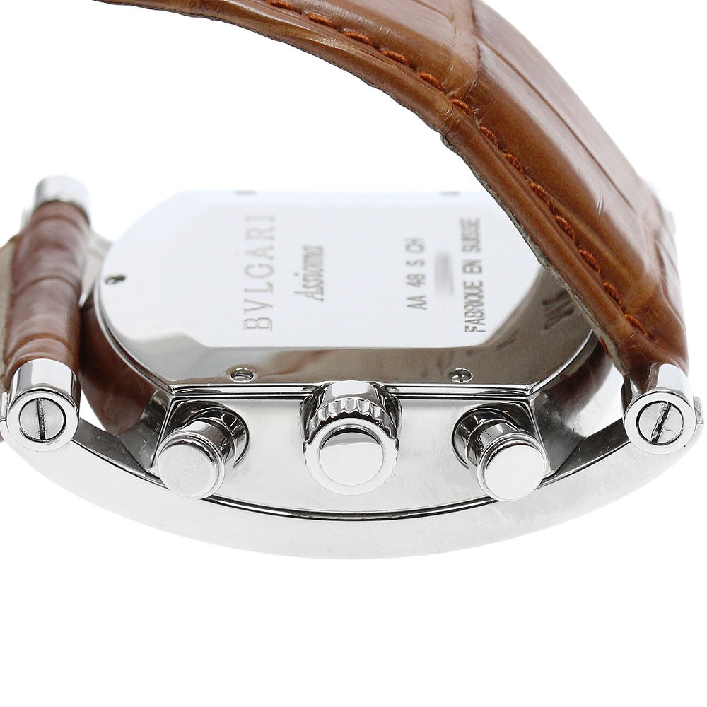 BVLGARI Watch Assioma Chronograph Date Silver Black Dial AA48SCH Automatic Men’s