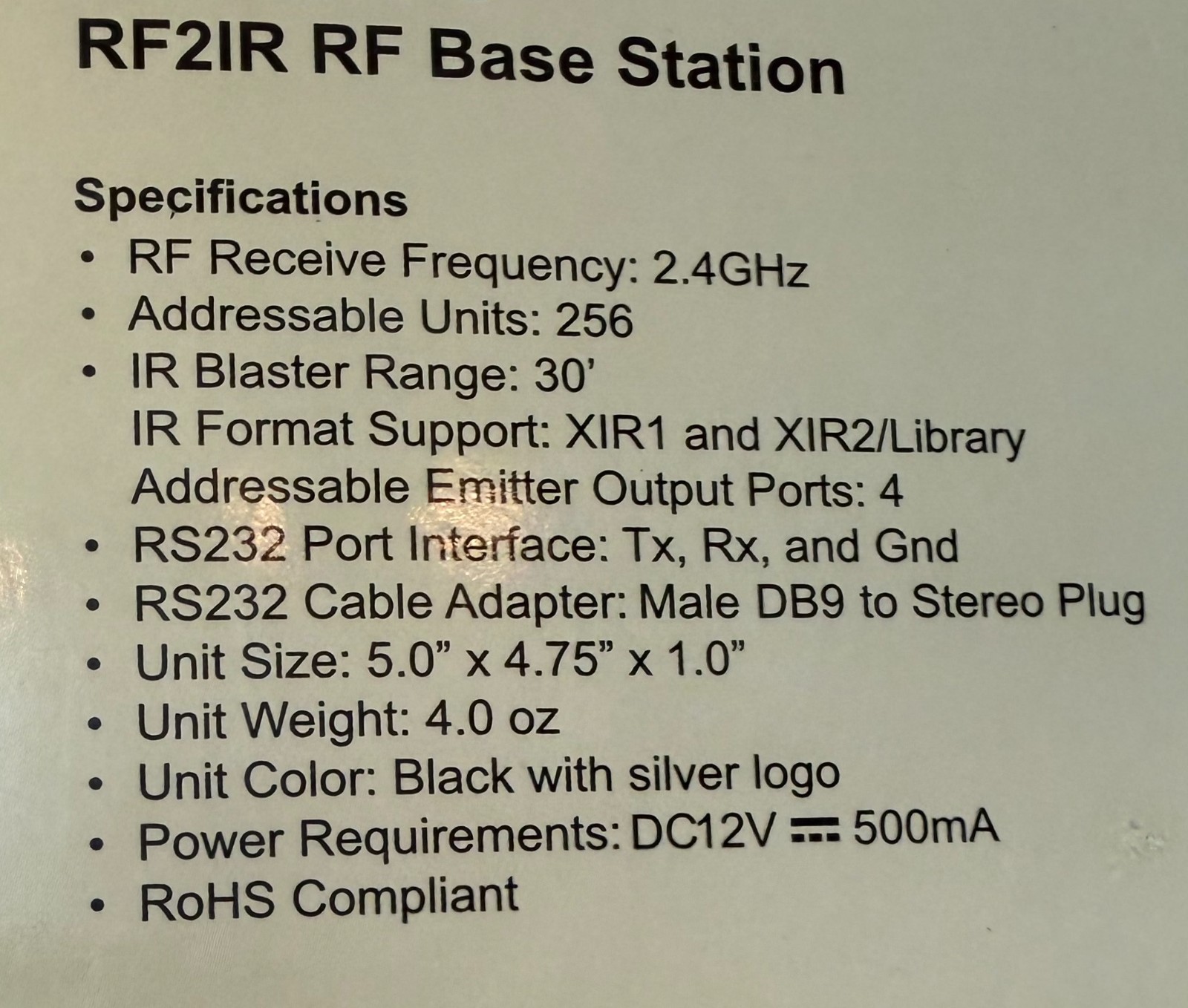 Xantech Hand-Held LCD Remote Control XTR39 & RF Base Station RF2IR