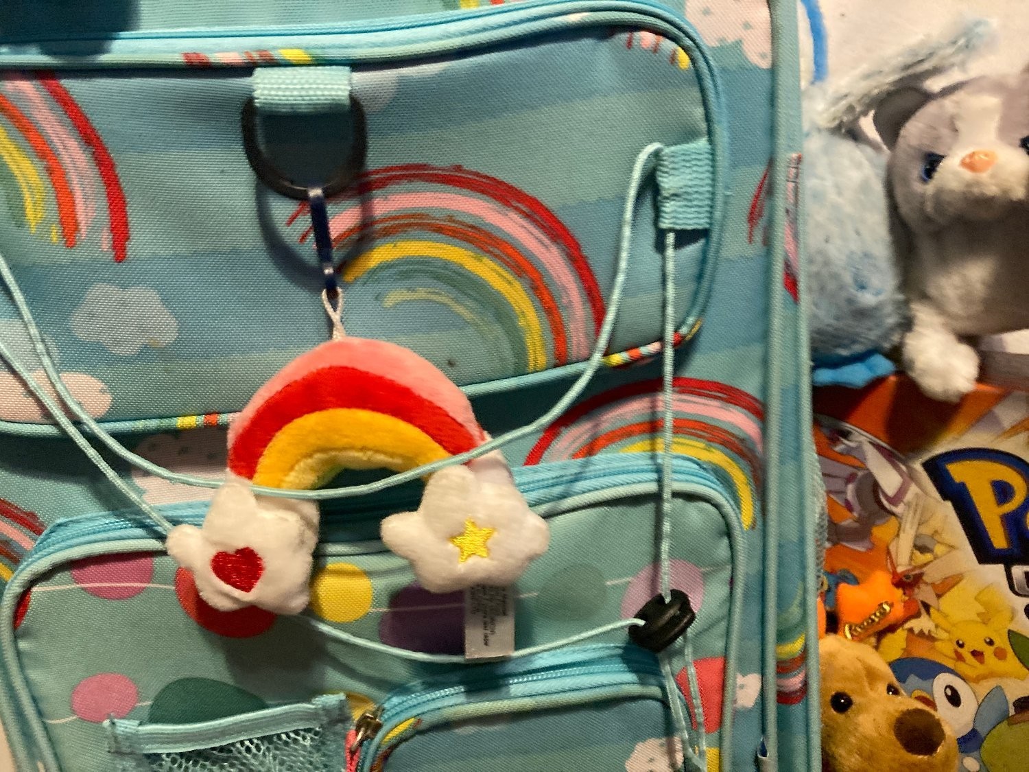 Girls Rolling Suitcase Backpack Sleepover Lot Bluey Pokemon Ty Beanie Boos Plush