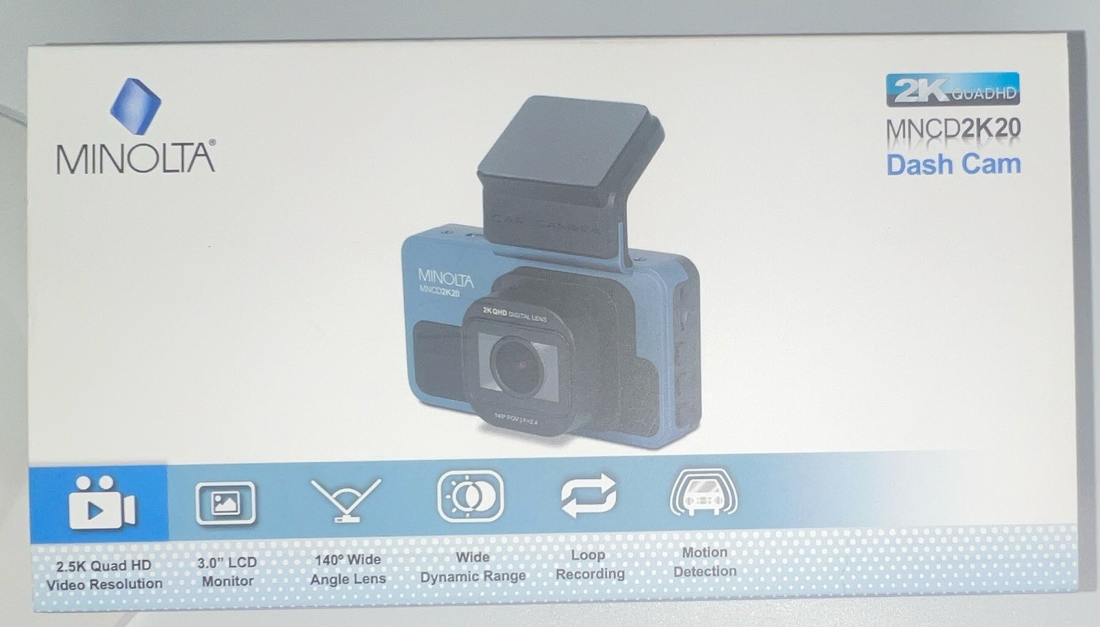 DASH CAMERA BRAND NEW Minolta MNCD2K20 2.5K Quad HD Black with 3.0″ LCD Screen