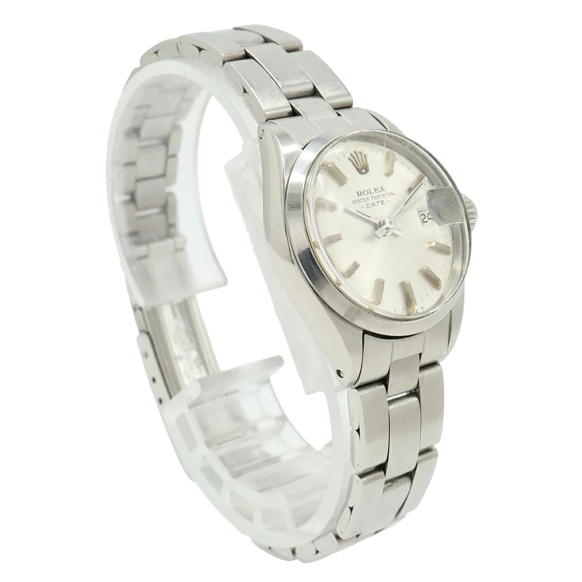ROLEX Oyster Perpetual Date Silver Dial SS Ladies Automatic Watch Model 6516