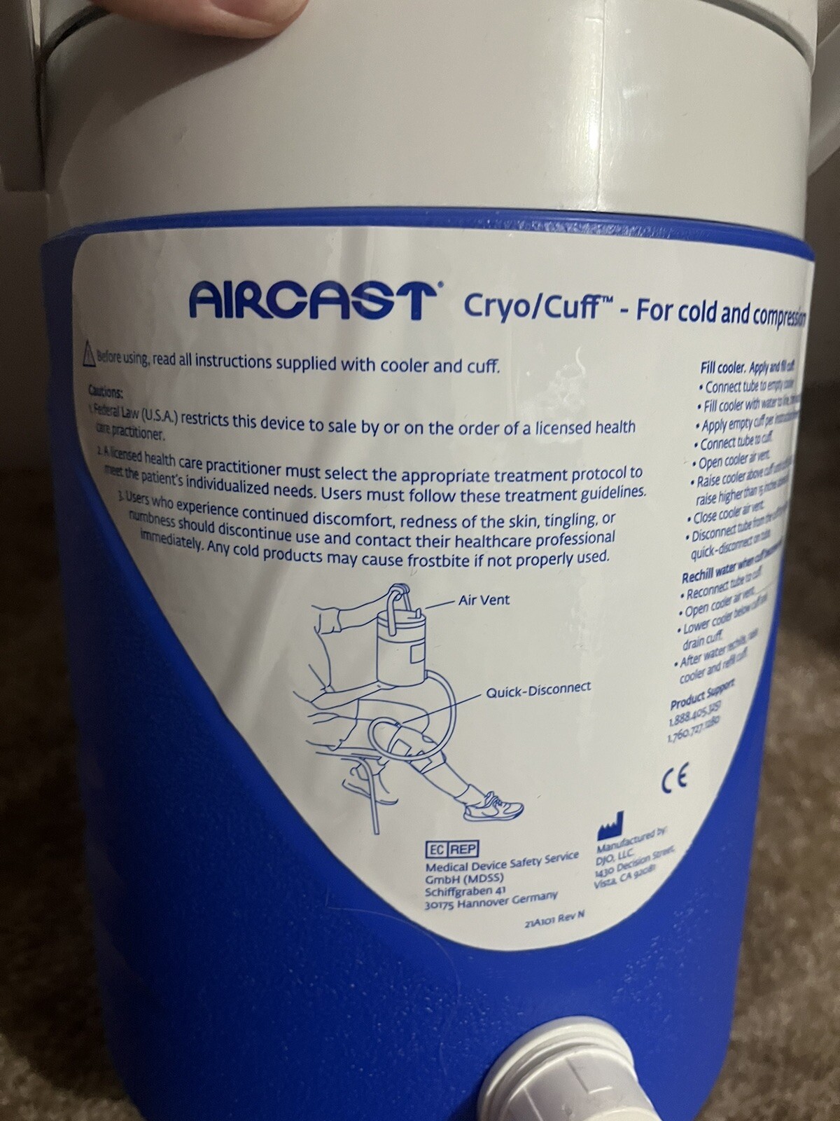 Aircast Cryo/Cuff Cryocuff Cooler, Hose, Foil Very Clean