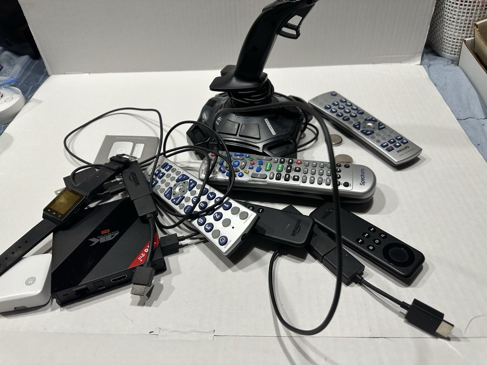 Electronics Junk Drawer Lot Logitech Joystick Amazon Fire Remotes & More