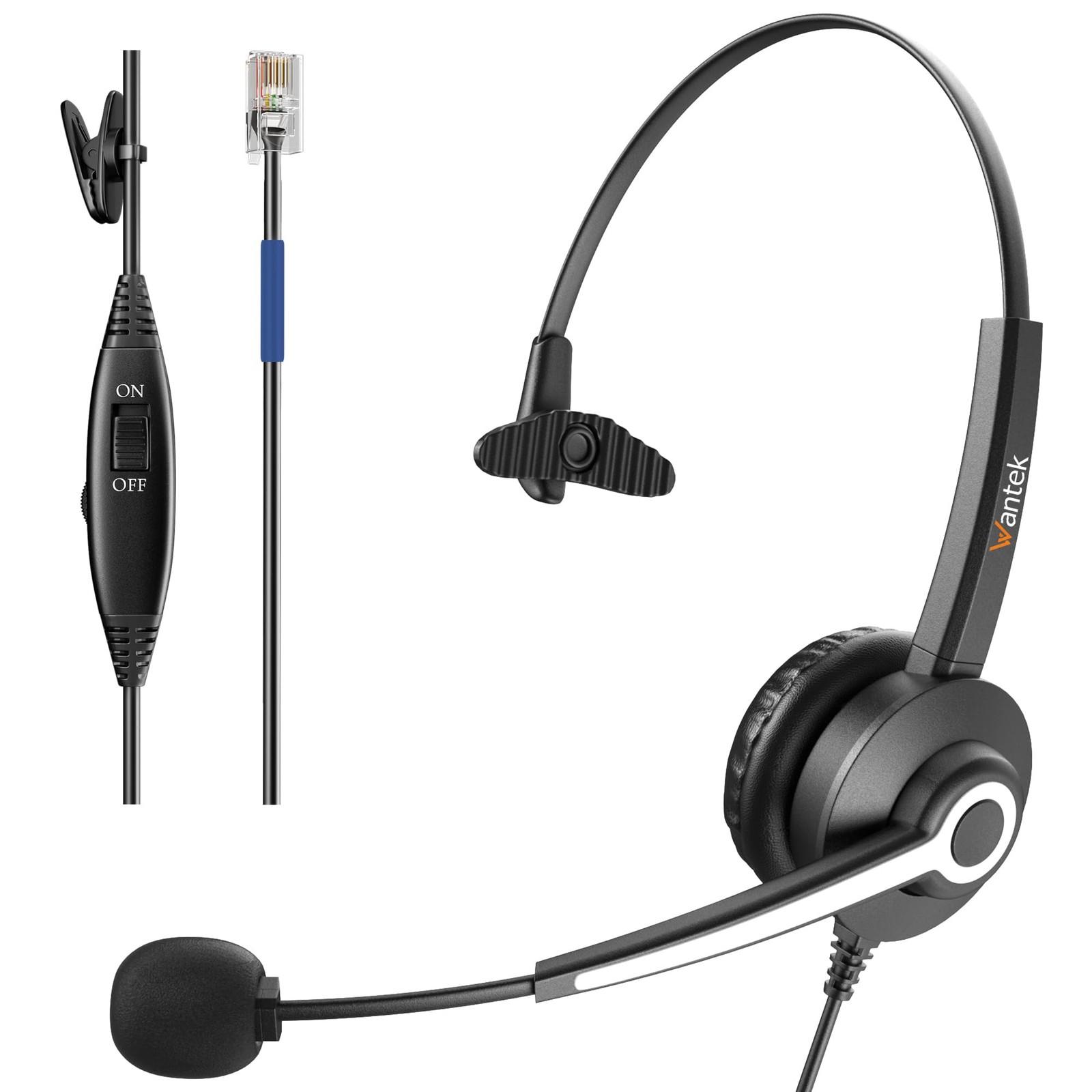 Wantek RJ9 Office Phone Headset for Cisco IP Phones Noise Canceling Mic Mute
