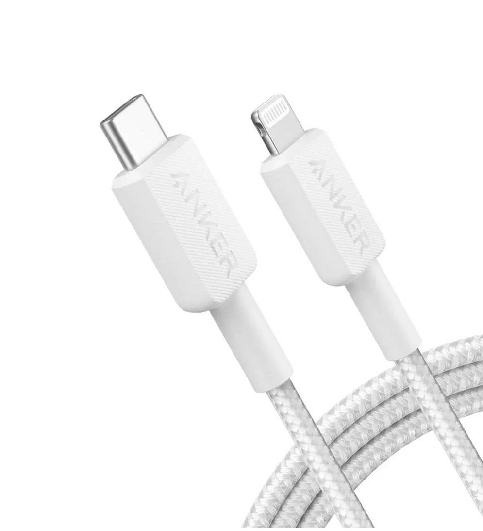 Anker 3′ Braided Lightning to USB-C Fast Charging Cable – White