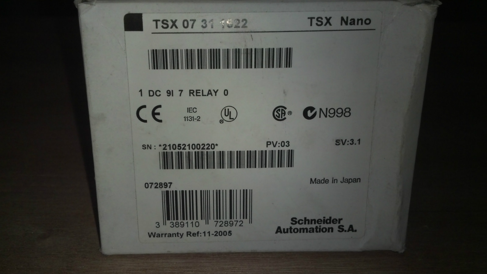 TSX07311622 Schneider Nano TSX-07-31-1648 / New in Original Packing Box