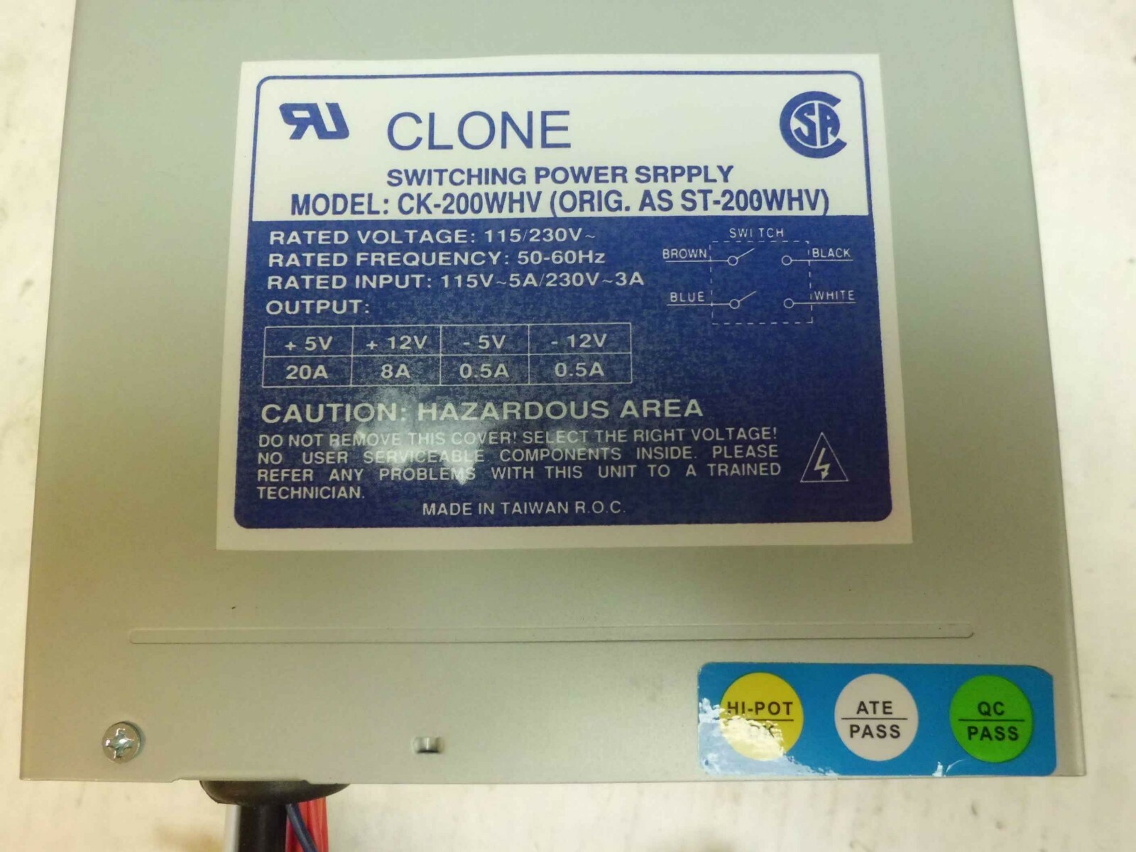 CK-200WHV ST-200WHV CLONE AT POWER SUPPLY