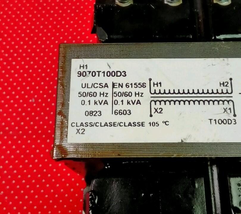 SCHNEIDER ELECTRIC SQUARE D 9070T100D3 Industrial Control Transformer