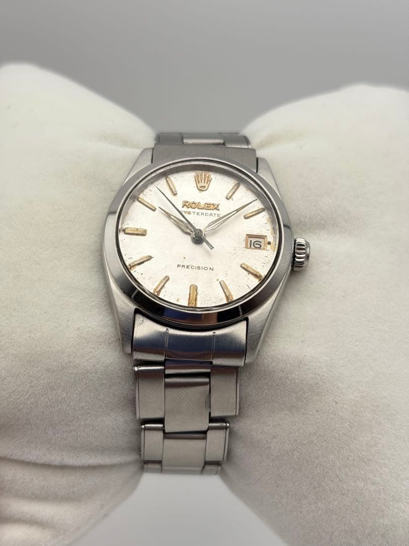 Rolex Watch Oyster Date Precision Silver Manual-Winding 32mm Auth Rare Men’s
