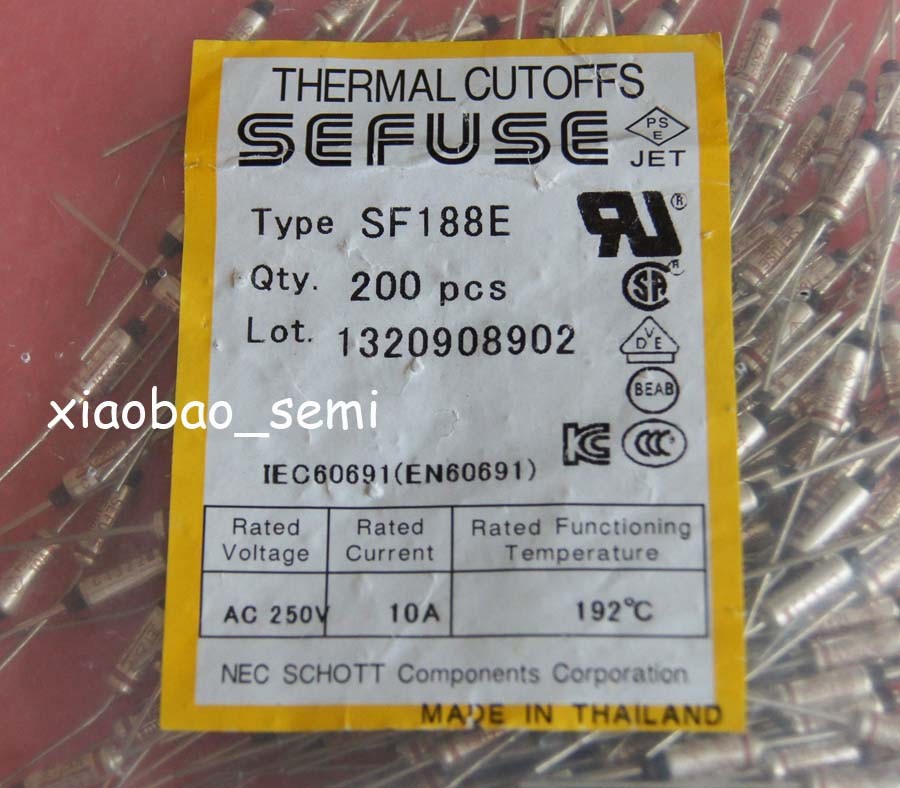 100PCS SF188E SEFUSE Cutoffs NEC Thermal Fuse 192°C 192 Degree 10A 250V