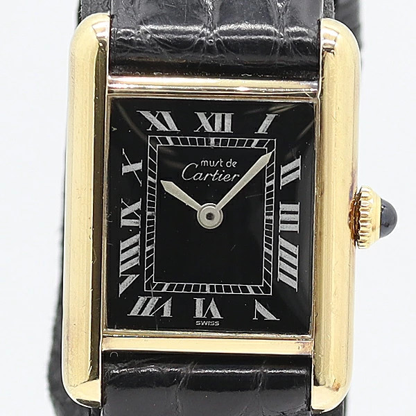 Cartier Must Tank SM SV925 20M Manual Winding Black Dial Men’s Watch Accessary